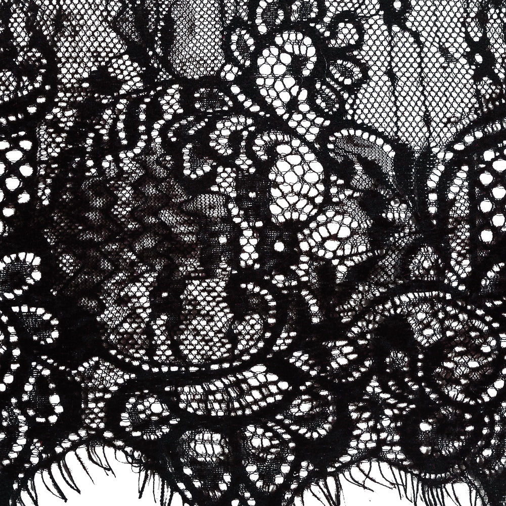Italian Black and Brown Flocked Lace Trim - 8
