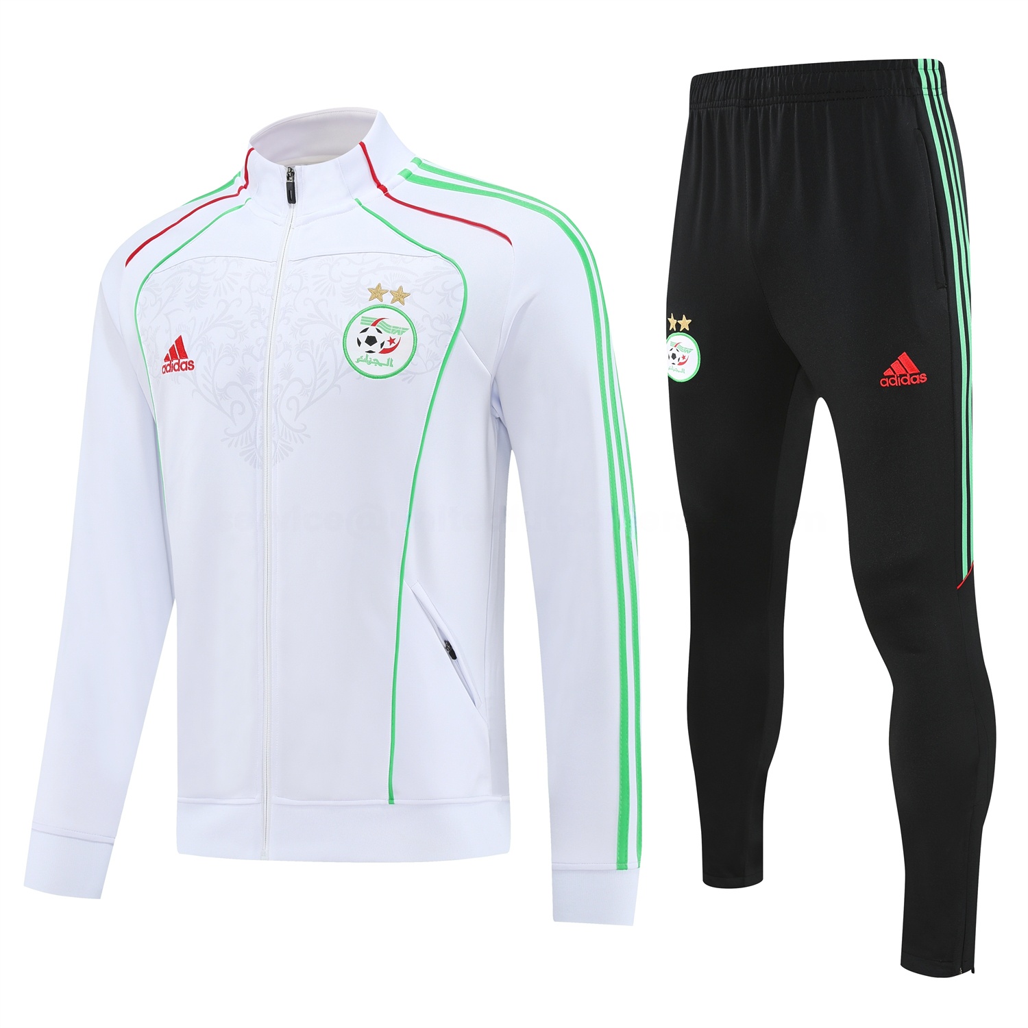 Algeria 2026 Long Sleeve Training Set - White Top and Black Pants - UnitedFutballJersey