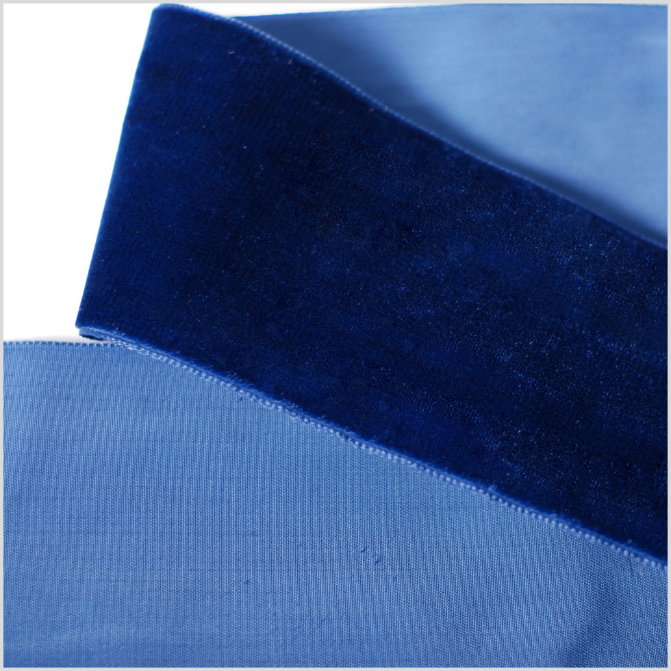 Navy Single Face Velvet Ribbon - 2.875