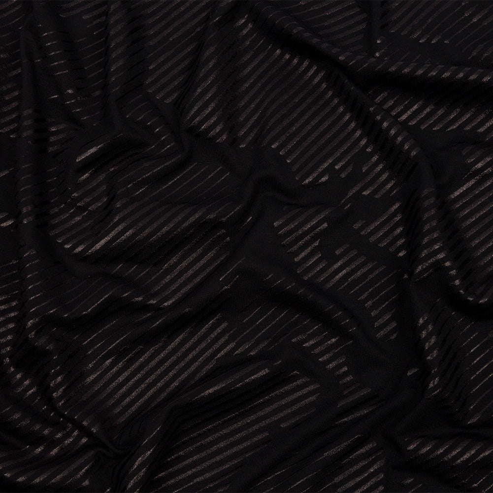 Metallic Black on Black Abstract and Stripes Rayon Jersey - Joann Fabrics