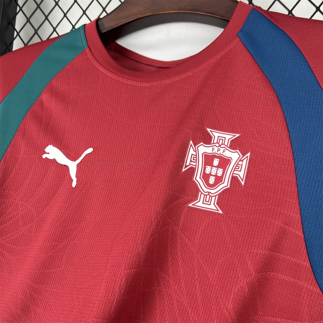 Portugal 2026 Pre-Match Maroon With Blue Green Jersey - Fans Version - UnitedFutballJersey