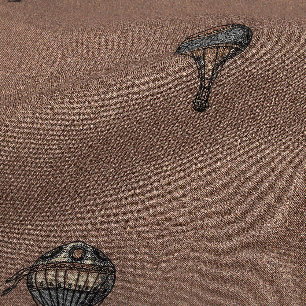 Cotton Voile - Taupe Hot Air Balloons - The Appointment Kept Print - Mood Exclusive Crow Collection - Joann Fabrics