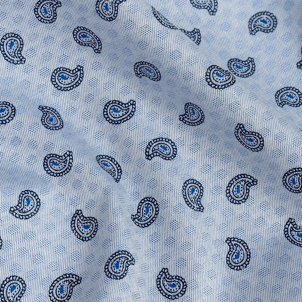Premium Light Blue Paisley Printed Cotton Shirting - Joann Fabrics