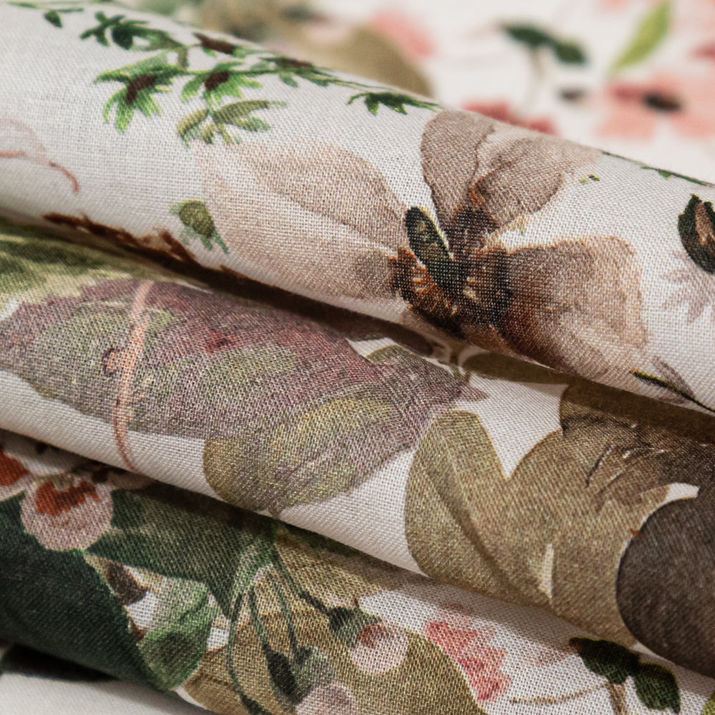 Cotton Voile - White Floral - Botanical Perpetuity Print - Mood Exclusive Serengeti Collection - Joann Fabrics