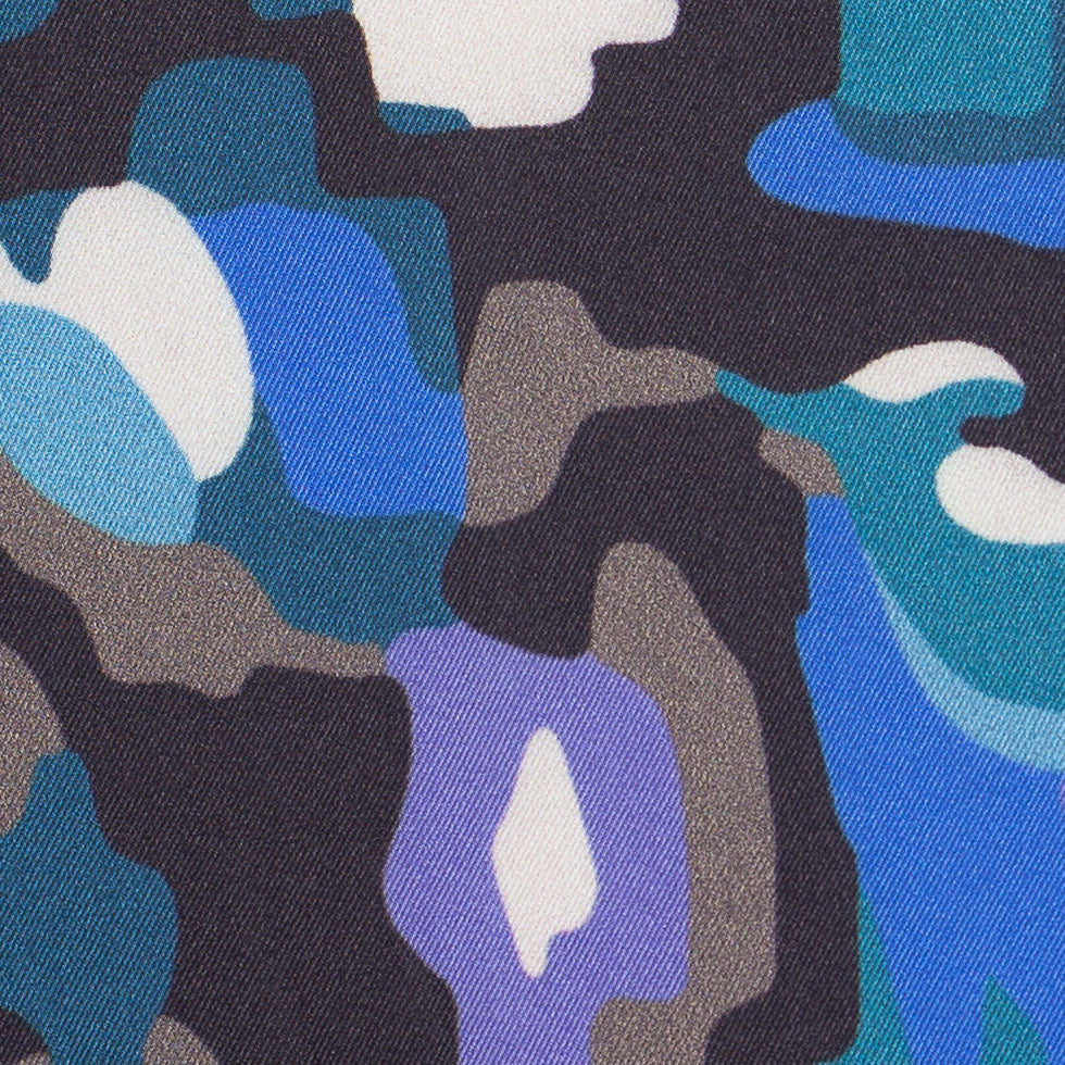 NYC Designer Teal Camo Poly Charmeuse - Joann Fabrics