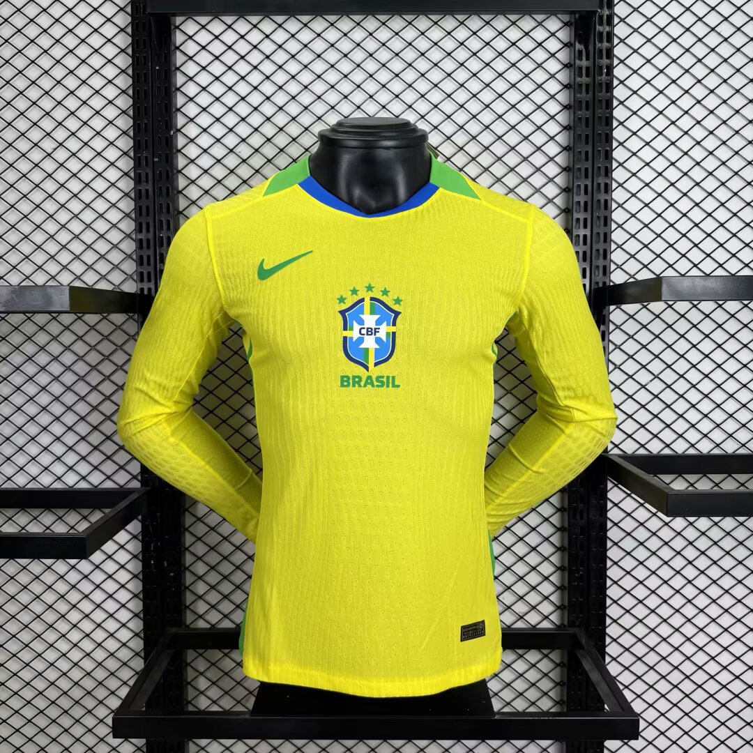 2025/2026 Long sleeves Player Version Brazil Home Football Jersey 1:1 Thai quality