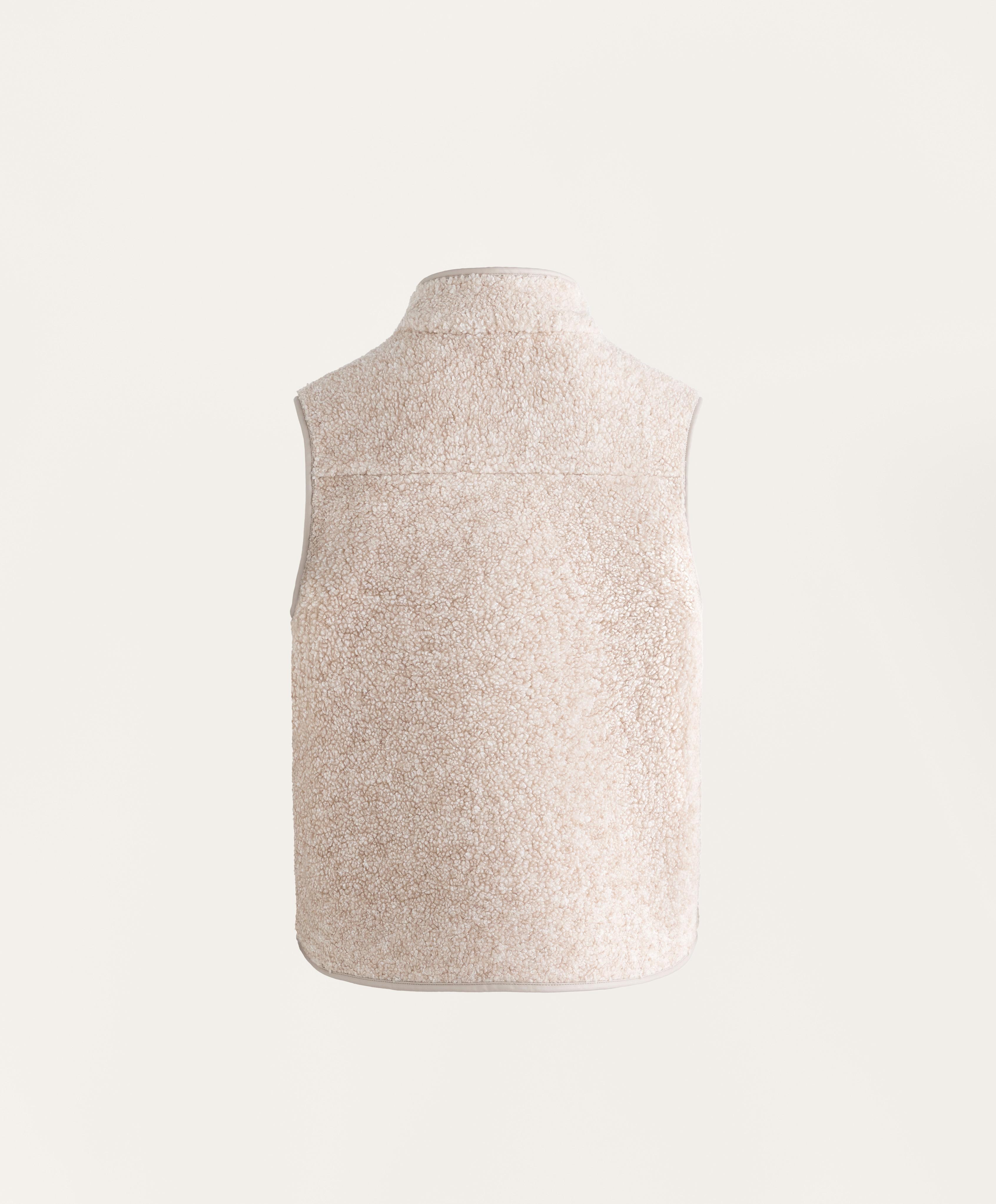 Basic faux-shearling zip-up gilet.