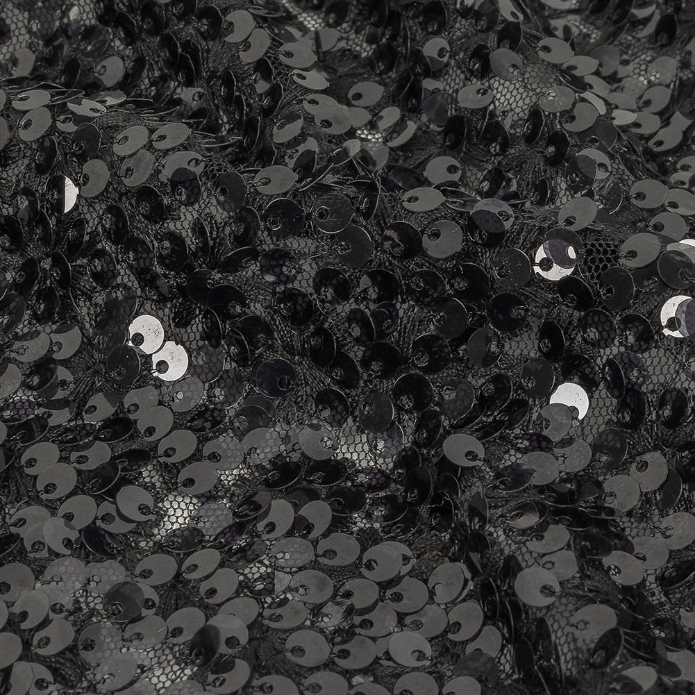 Black on Black Sequined and Embroidered Lace - Joann Fabrics