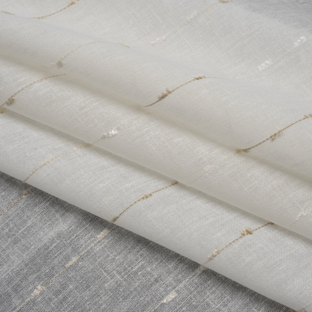 Slubbed Double Wide Drapery Sheers Fabric - Sand Eyelash Fringe Dot Stripes - British Imported - Joann Fabrics