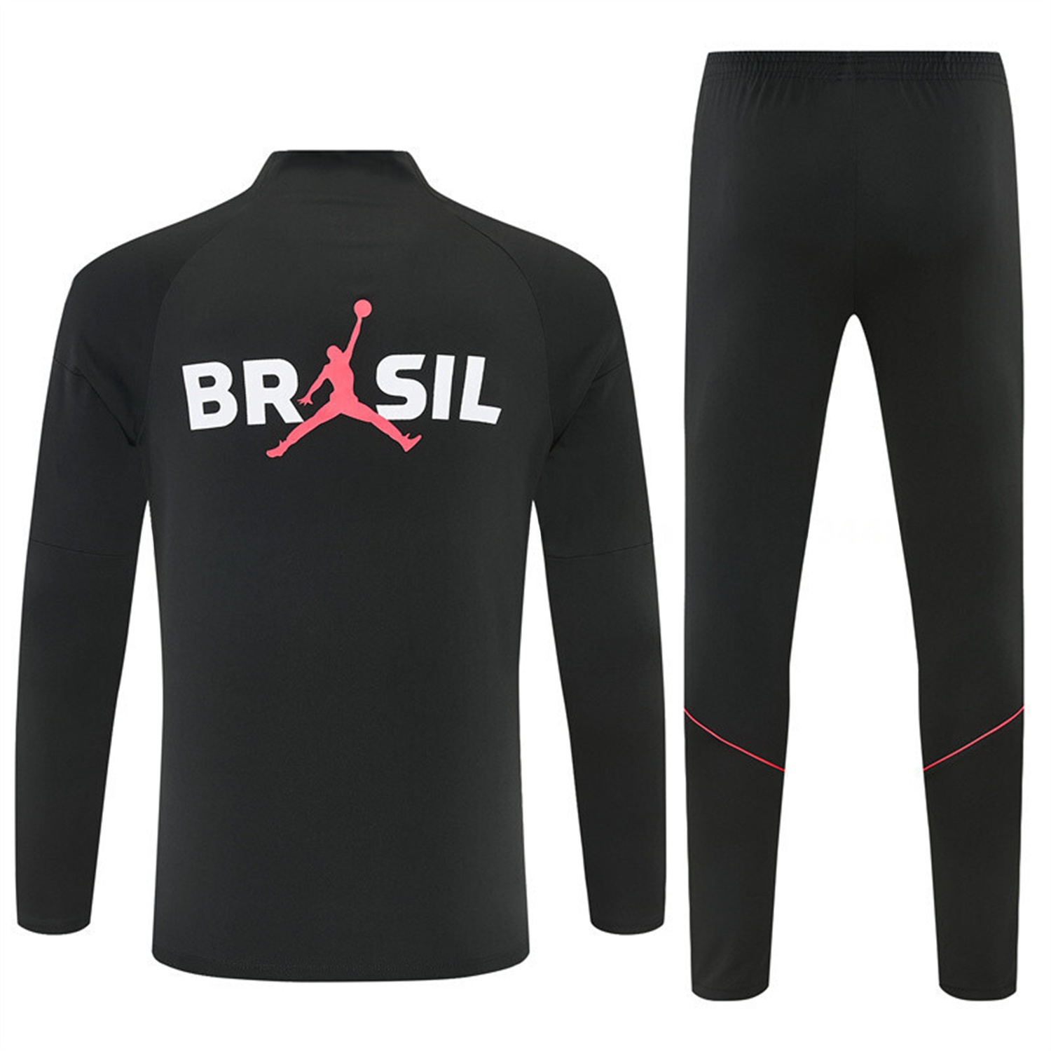 Brazil X JD 2026 Kids Long Sleeves Training Set - Black Top And Black Orange Pants - UnitedFutballJersey