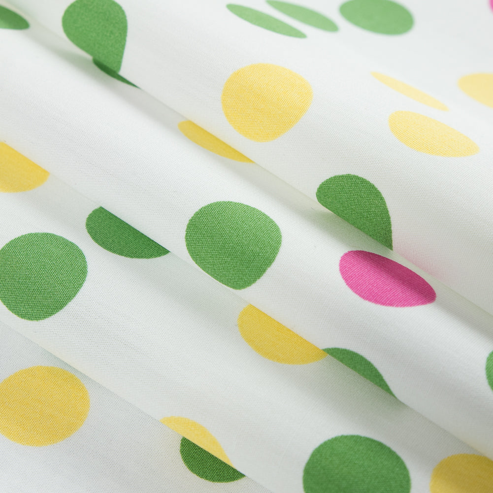 Green/Yellow/Pink Polka Dots Printed Cotton Poplin - Joann Fabrics