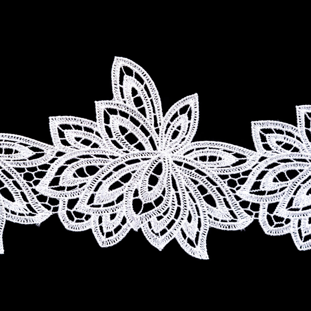 Fancy White Floral Venise Lace Trim - 3.5