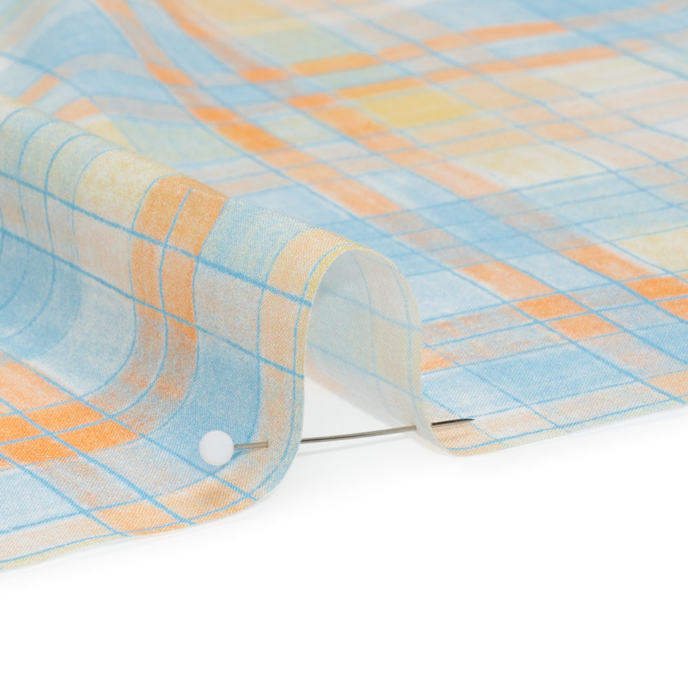 Cotton Voile Print - Blue and Orange Plaid - Mood Exclusive Chalkboard Curious - Joann Fabrics