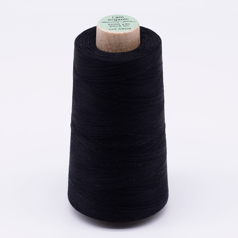 SCANFIL® 50wt Organic Pima Cotton Thread 5000 yd Cones - 4808 Jet Black - Joann Fabrics