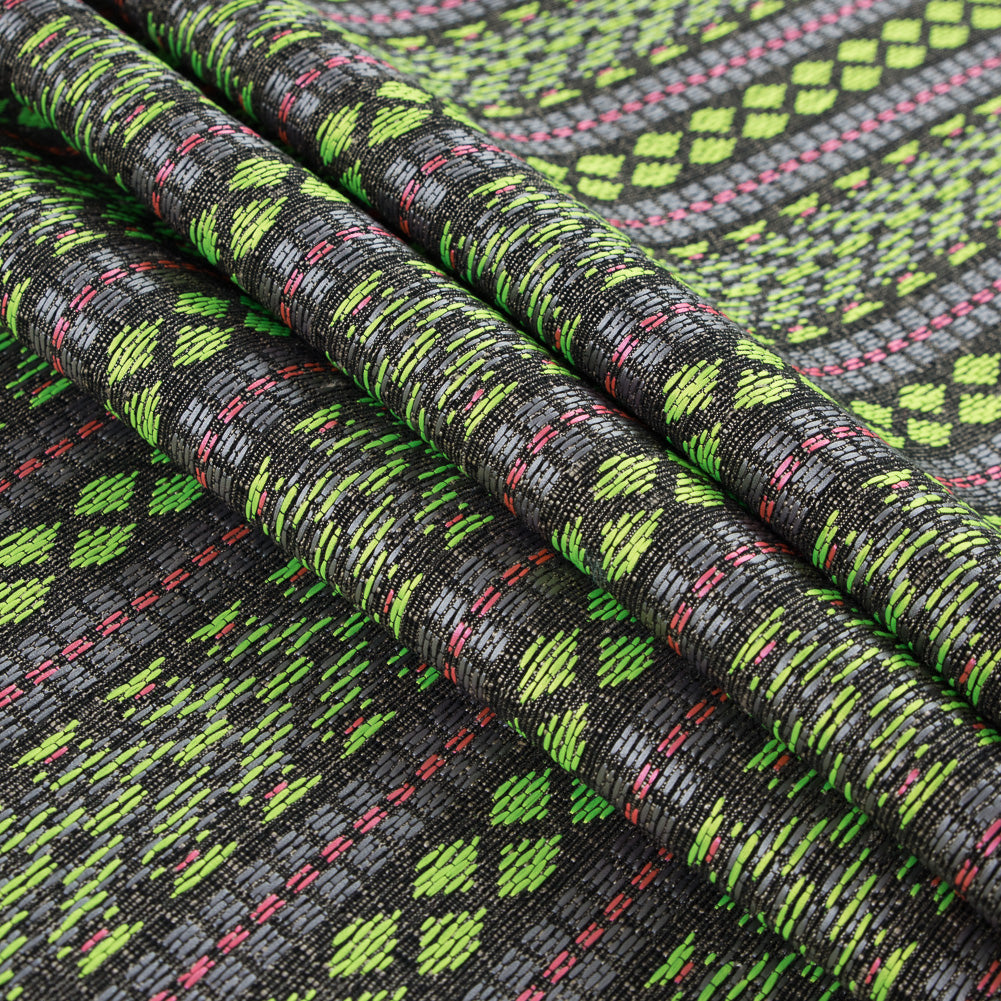 Fluorescent Green and Lady Pink Tribal Jacquard - Joann Fabrics