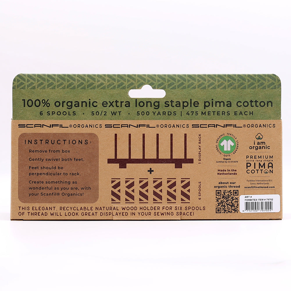 SCANFIL® 50wt Organic Pima Cotton Thread Set - 6ct 500yd Spools & Wood Rack - Trendy Holiday - Joann Fabrics