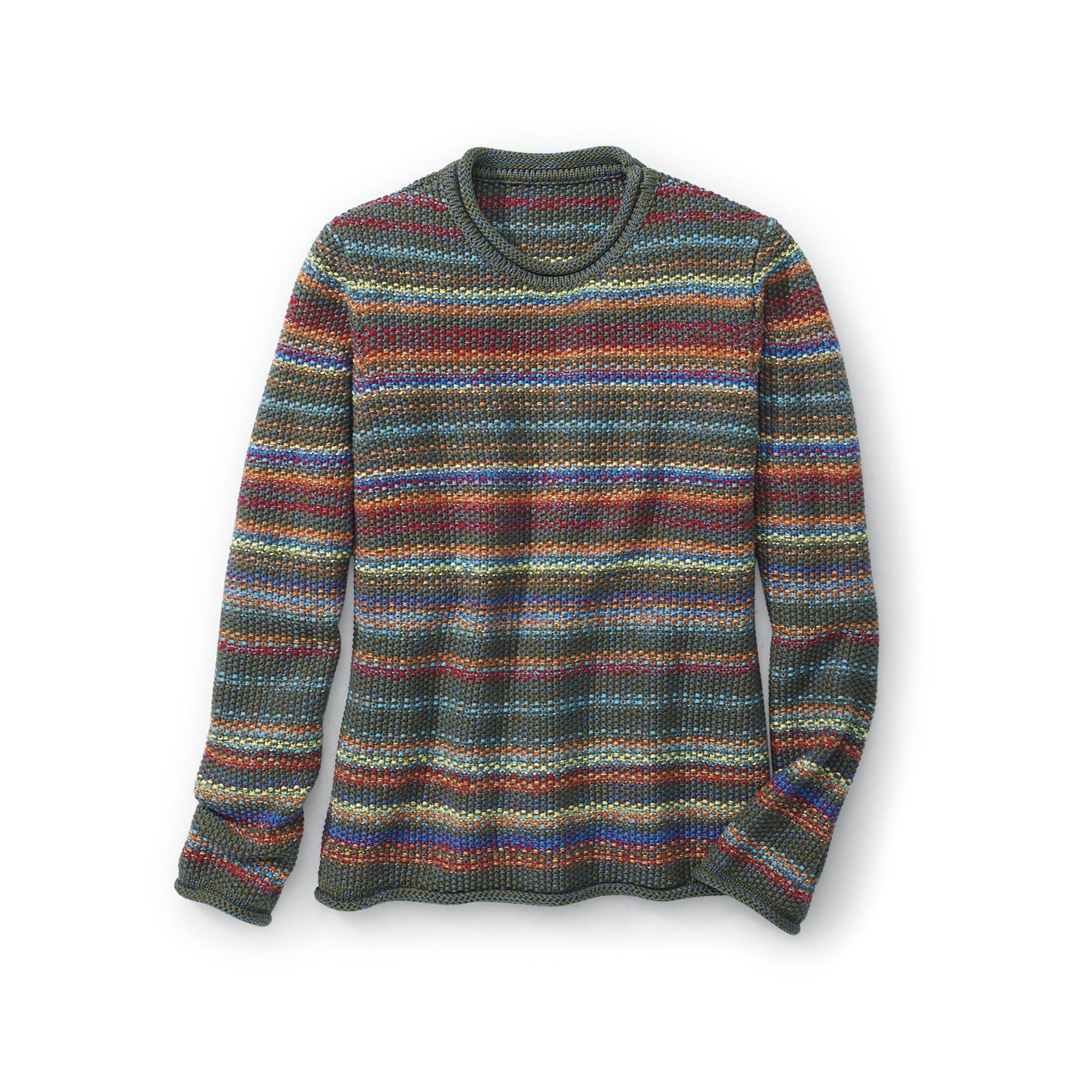 Woodland Stream Striped Sweater, Rolled Neck, Cuffs, and Hem - Northstyle Catalog
