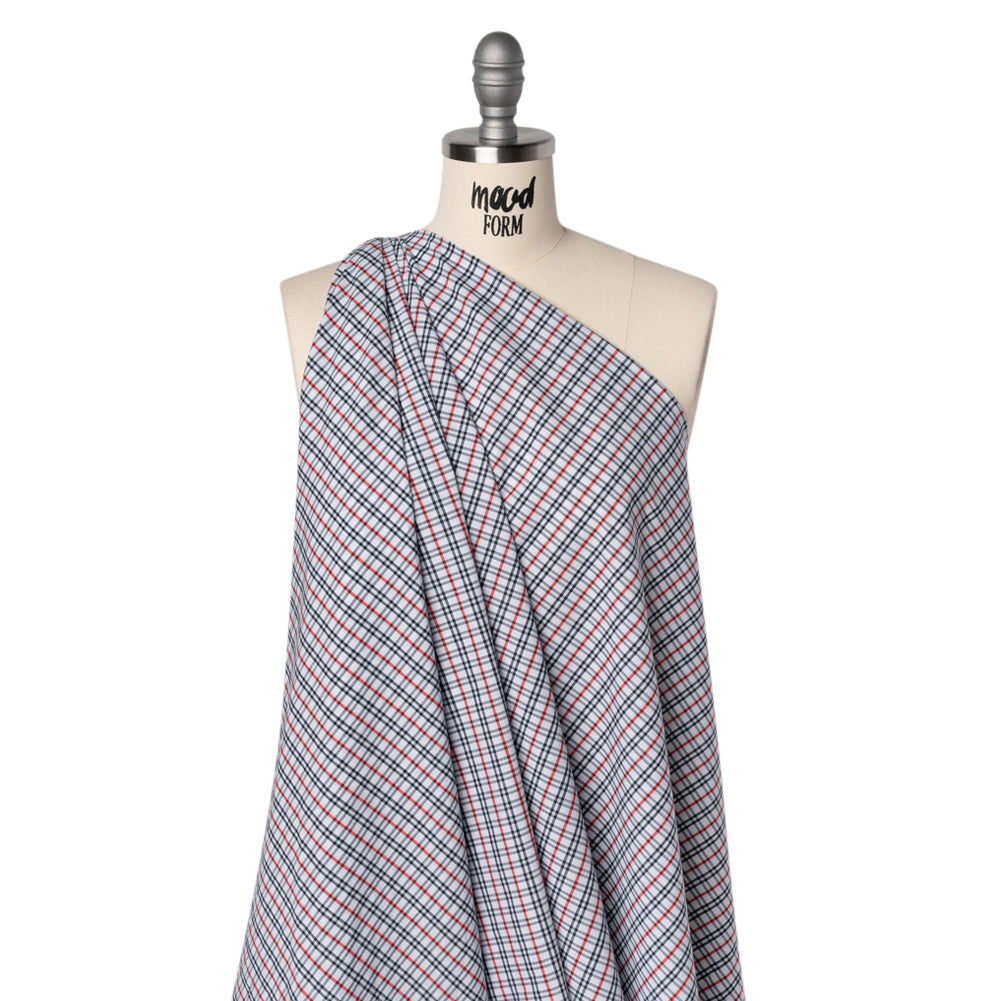 Cotton Shirting - Midnight Navy, Red and White Plaid - Deadstock - Joann Fabrics
