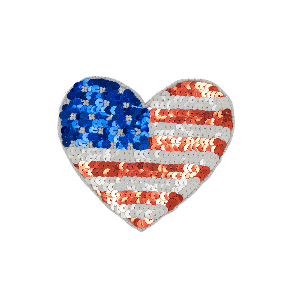 Vintage Small Heart-Shaped American Flag Beaded and Sequins Applique - Joann Fabrics