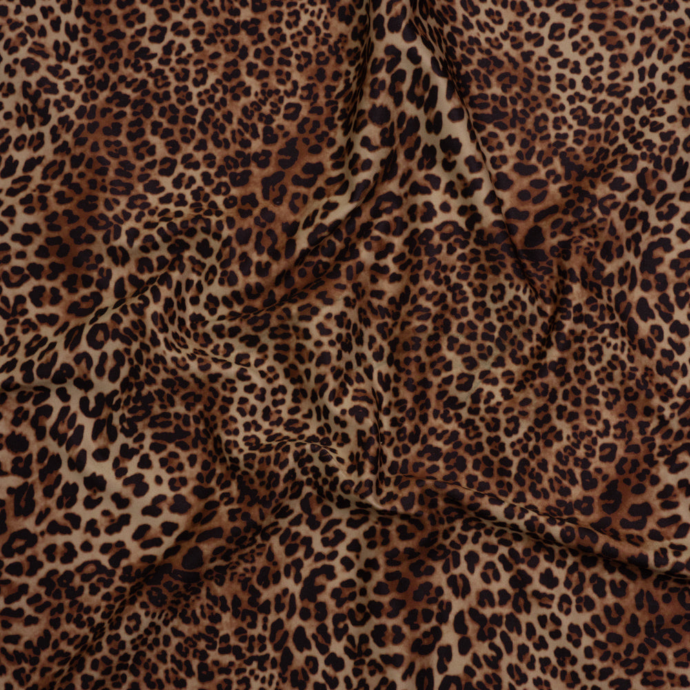 Stretch Nylon Interlock Knit - Beige, Brown and Black Leopard Print - Designer Deadstock - Joann Fabrics