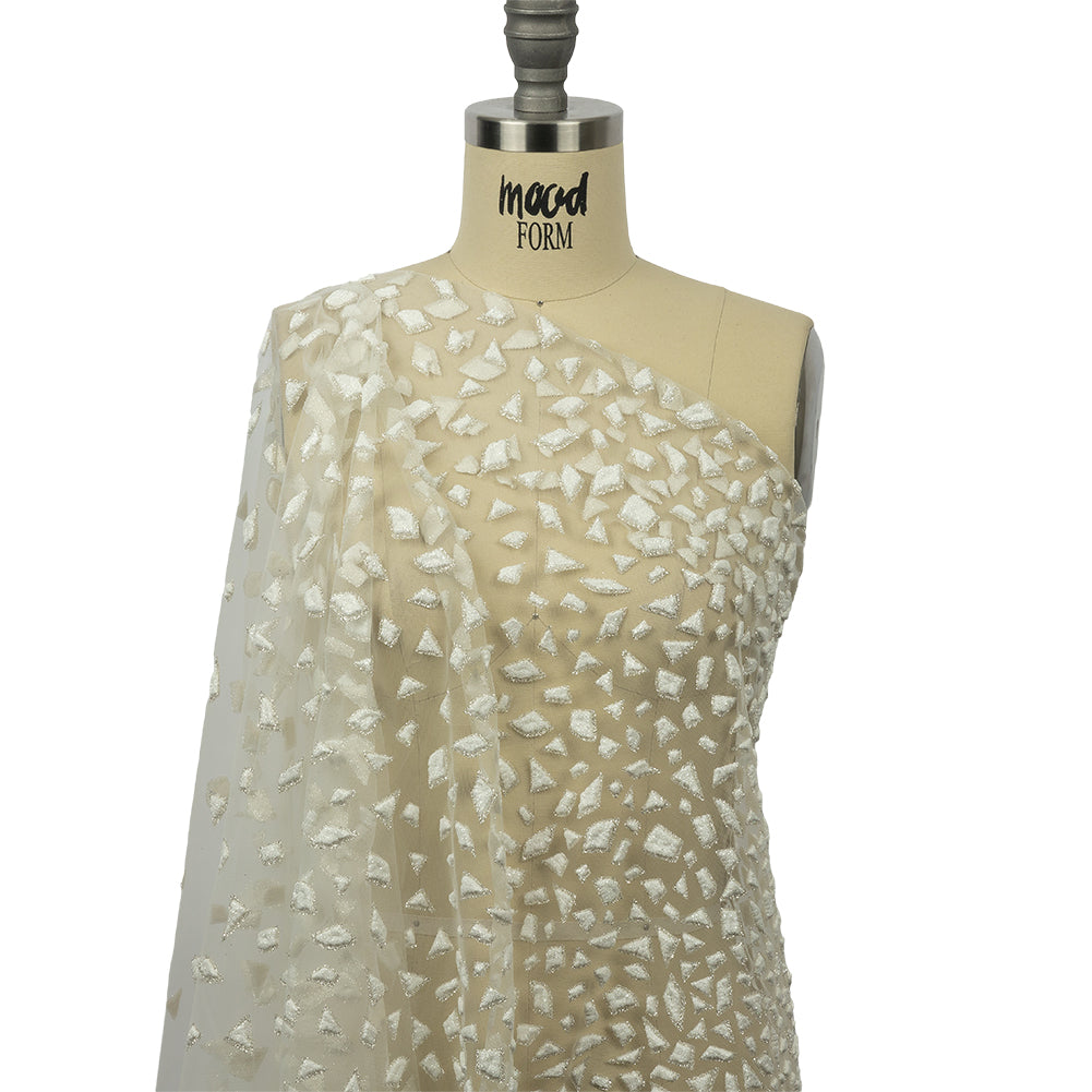 3D Puffy Glitter Tulle - Off White Geometric Gradient - Joann Fabrics