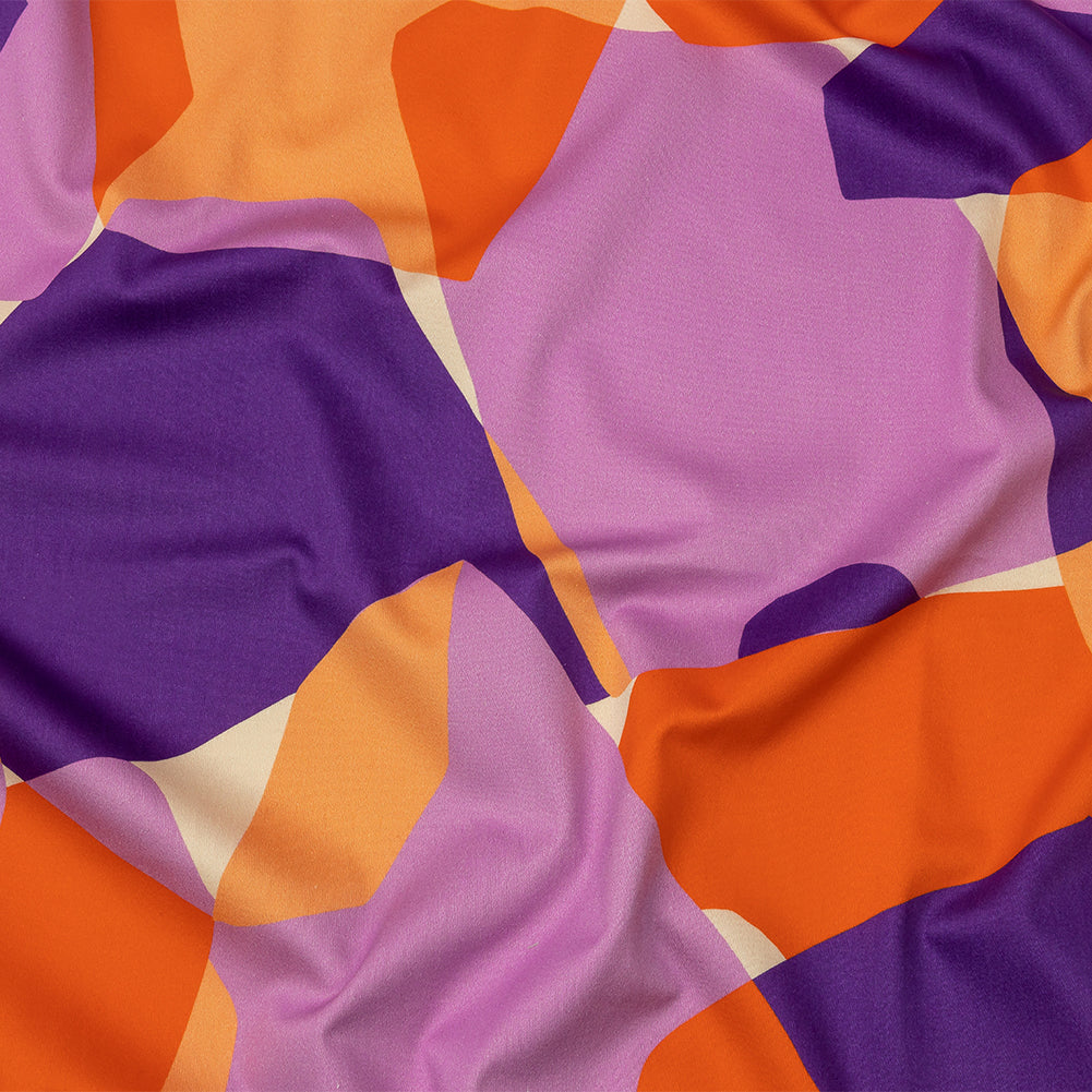 Stretch Cotton Sateen - Purple and Orange Geometric - Gemstone Jubilee Print - Mood Exclusive Groove Collection - Joann Fabrics