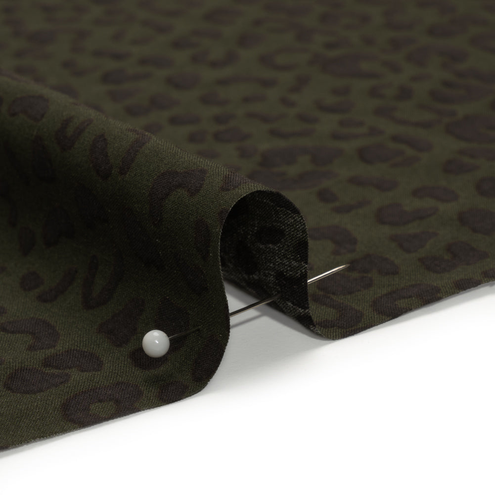 Rayon Shirting - Dark Olive and Black Leopard Spots - Made in Italy - Joann Fabrics