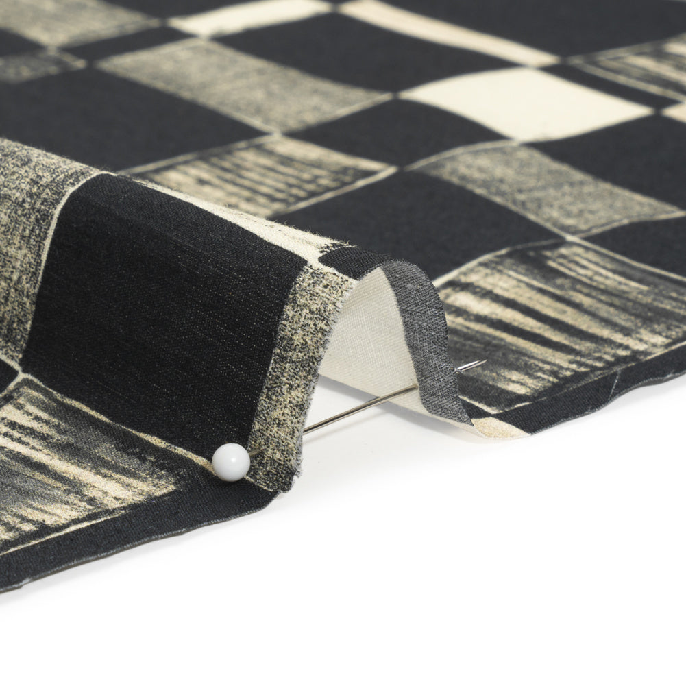 Cotton Poplin - Black and Cream Checks - City Blocked Print - Mood Exclusive Metro Collection - Joann Fabrics