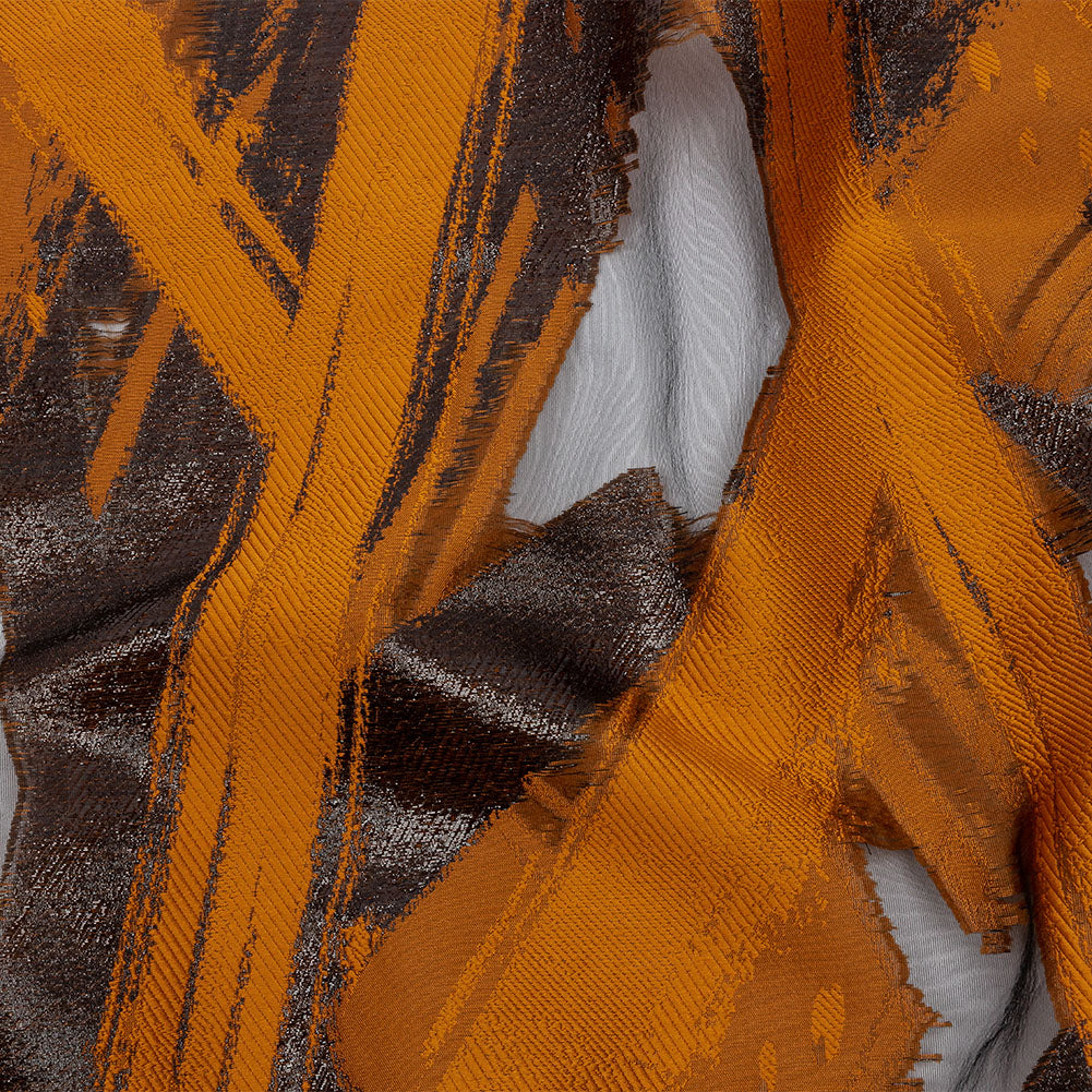 Metallic Black and Orange Painterly Geometrics Luxury Burnout Brocade - Joann Fabrics
