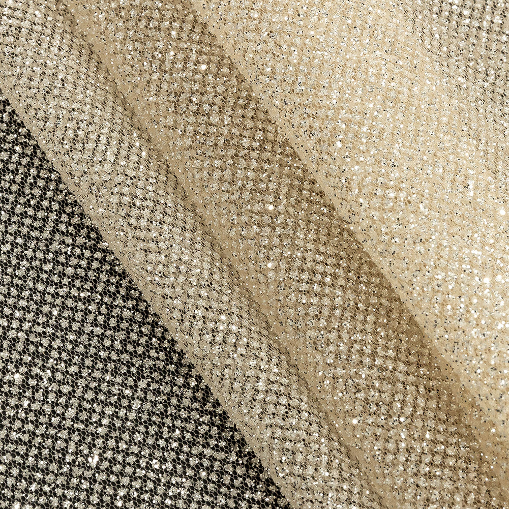 Tulle with Metallic Platinum Glitter - Champagne - Platina Collection - Joann Fabrics