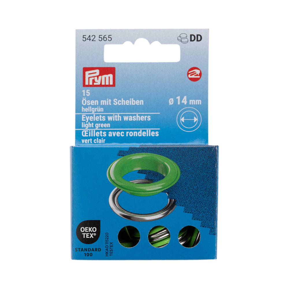 Prym Eyelets with Washers - Light Green 14mm - 15pc - Joann Fabrics