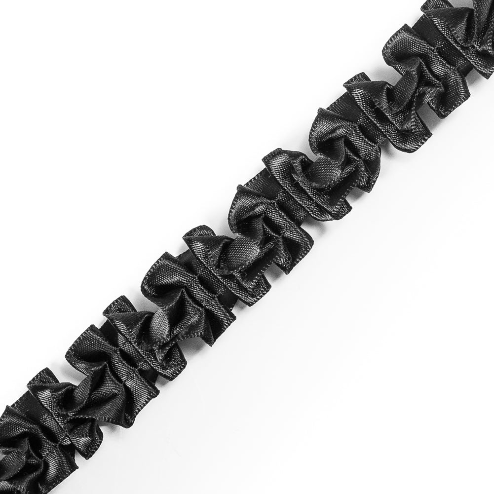 Black Satin Plisse Trim - 0.875