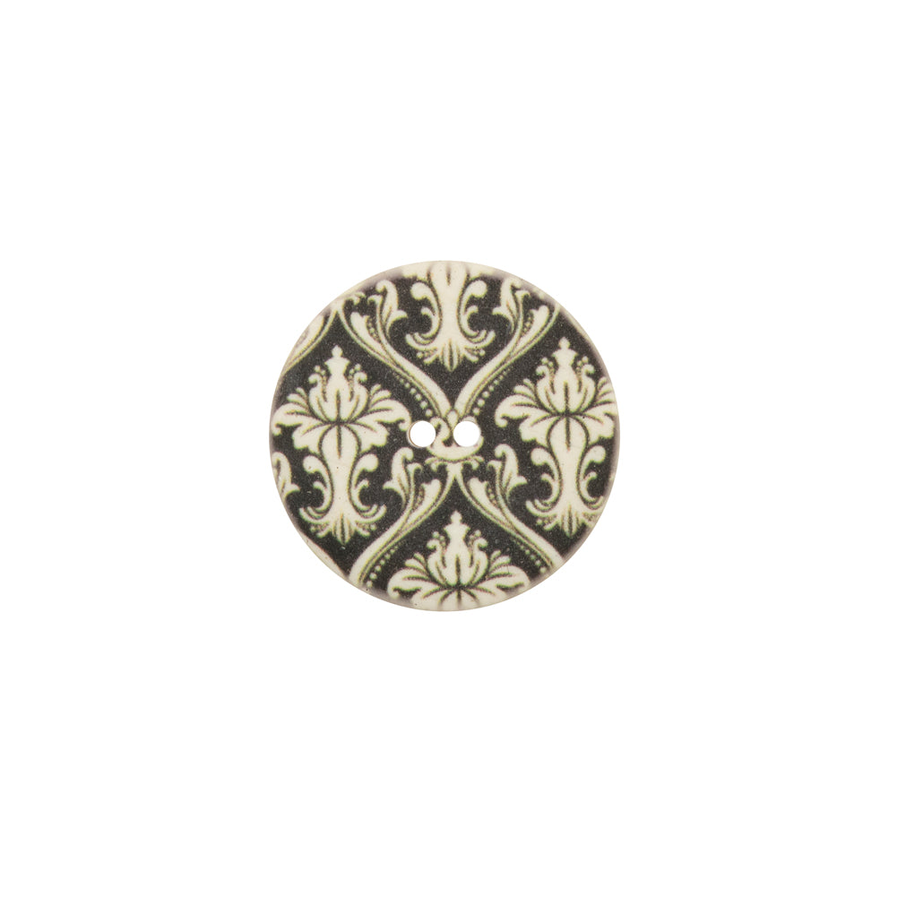 Italian Cypress Green Damask Printed Button - 24L/15mm - Joann Fabrics