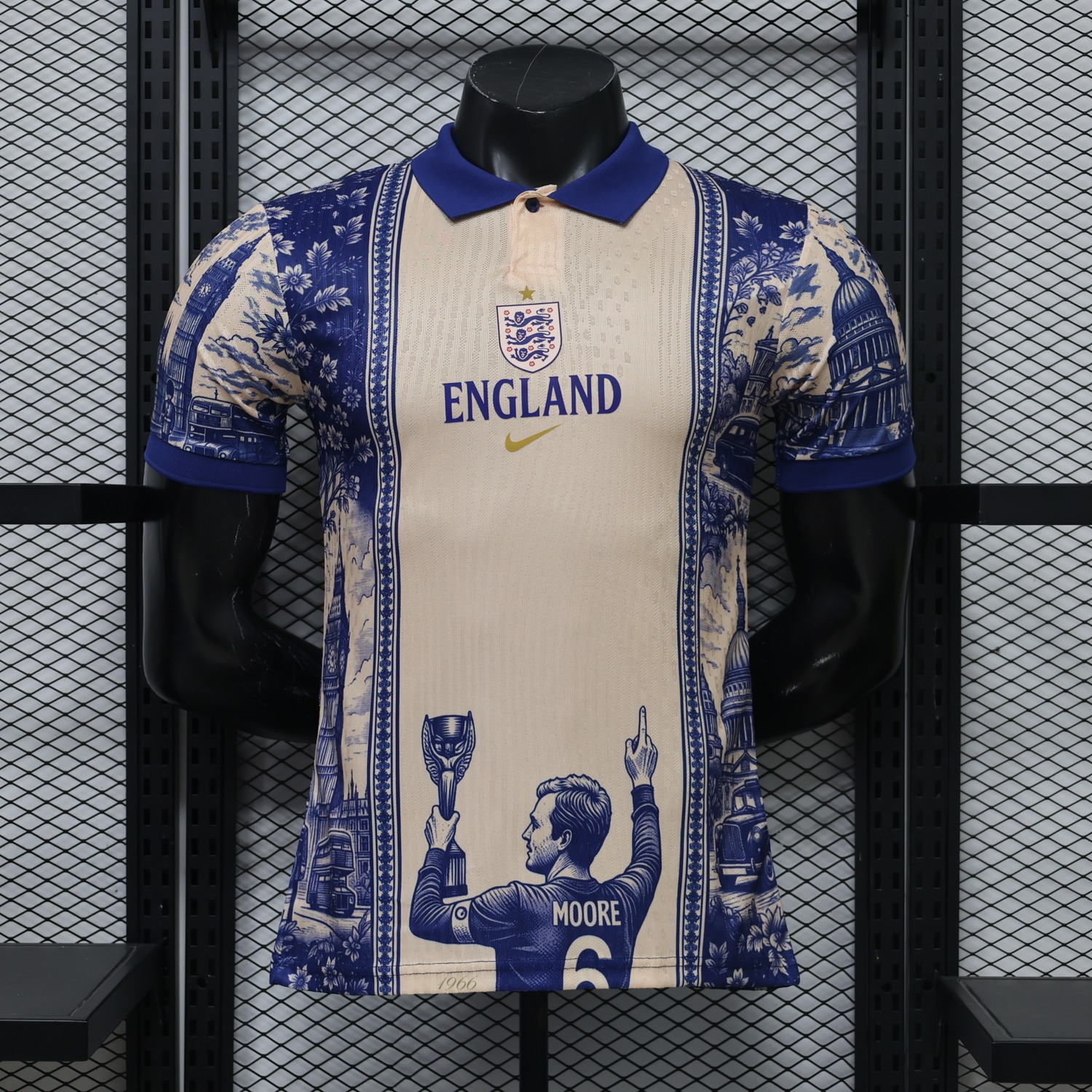England 2026 Beige Blue Moore 6 Special Jersey - Player Version - UnitedFutballJersey