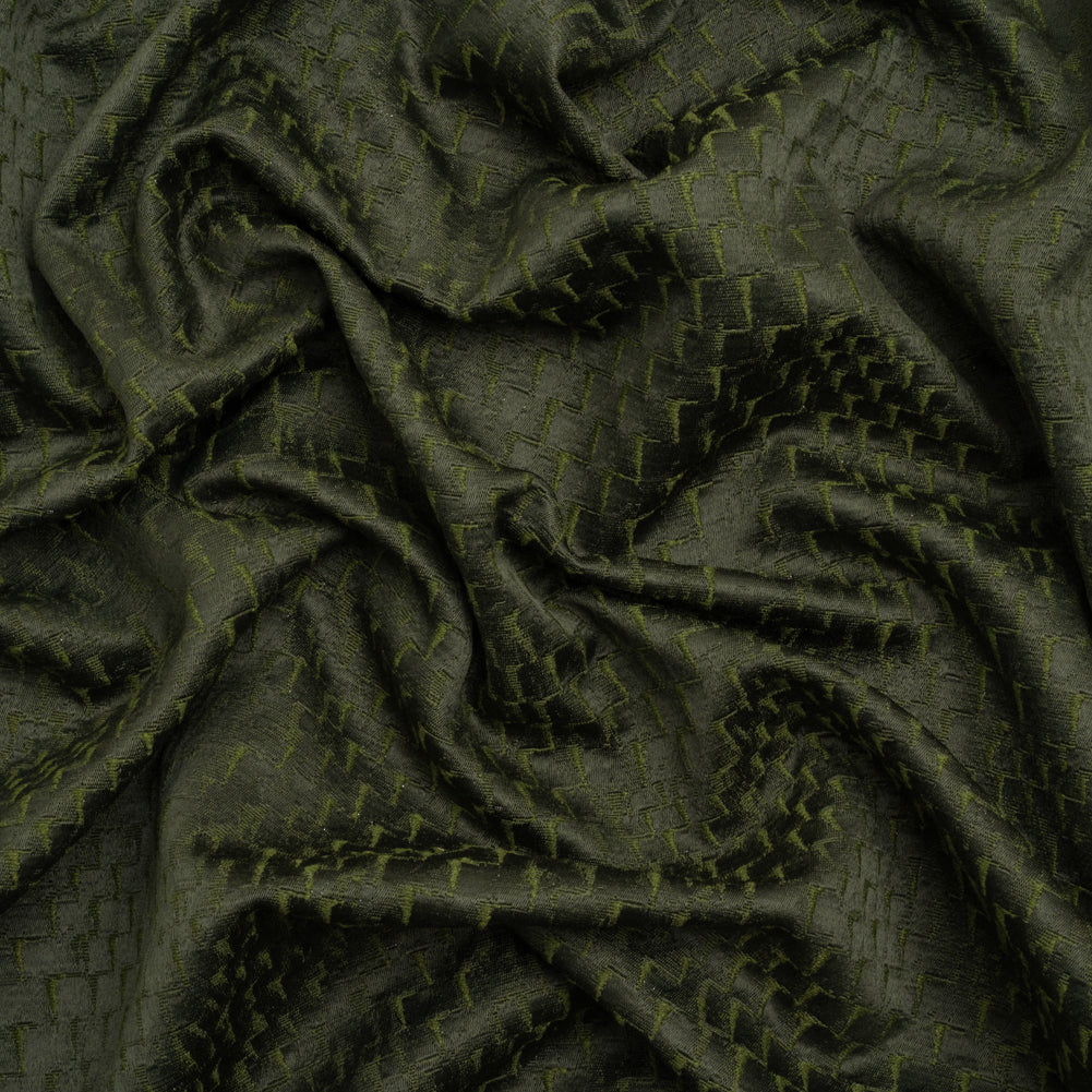 Stairstep Zig Zags Recycled Polyester and Cotton Drapery Jacquard - Emerald - British Imported - Joann Fabrics