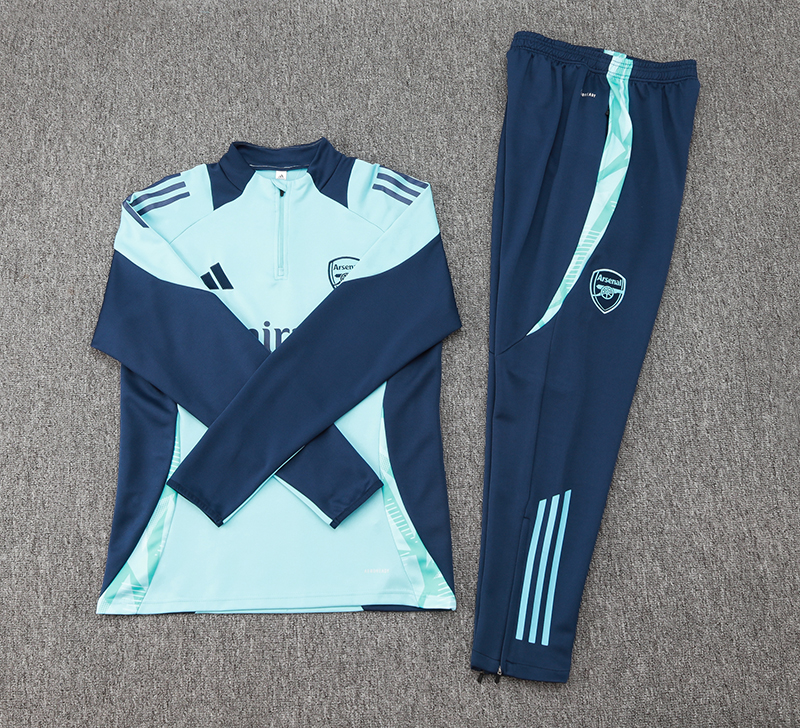 2024/2025 Arsenal Half-Pull Training Suit Baby Blue Football Shirt 1:1 Thai Quality Set