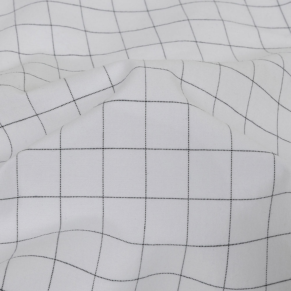 Italian White and Meteorite Gridded Checks Stretch Cotton Shirting - Joann Fabrics