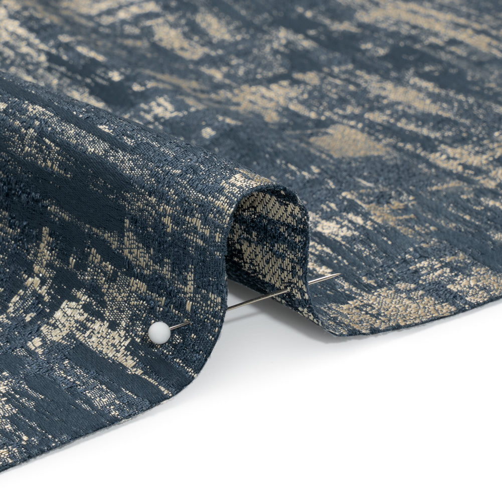 Recycled Polyester Drapery Jacquard - Indigo Abstract Strokes - British Imported - Joann Fabrics