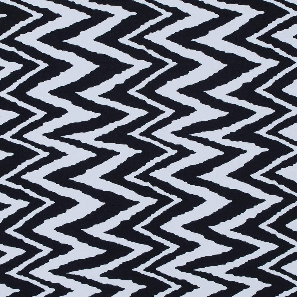 Black and White Zig Zag Printed Polyester Spandex - Joann Fabrics