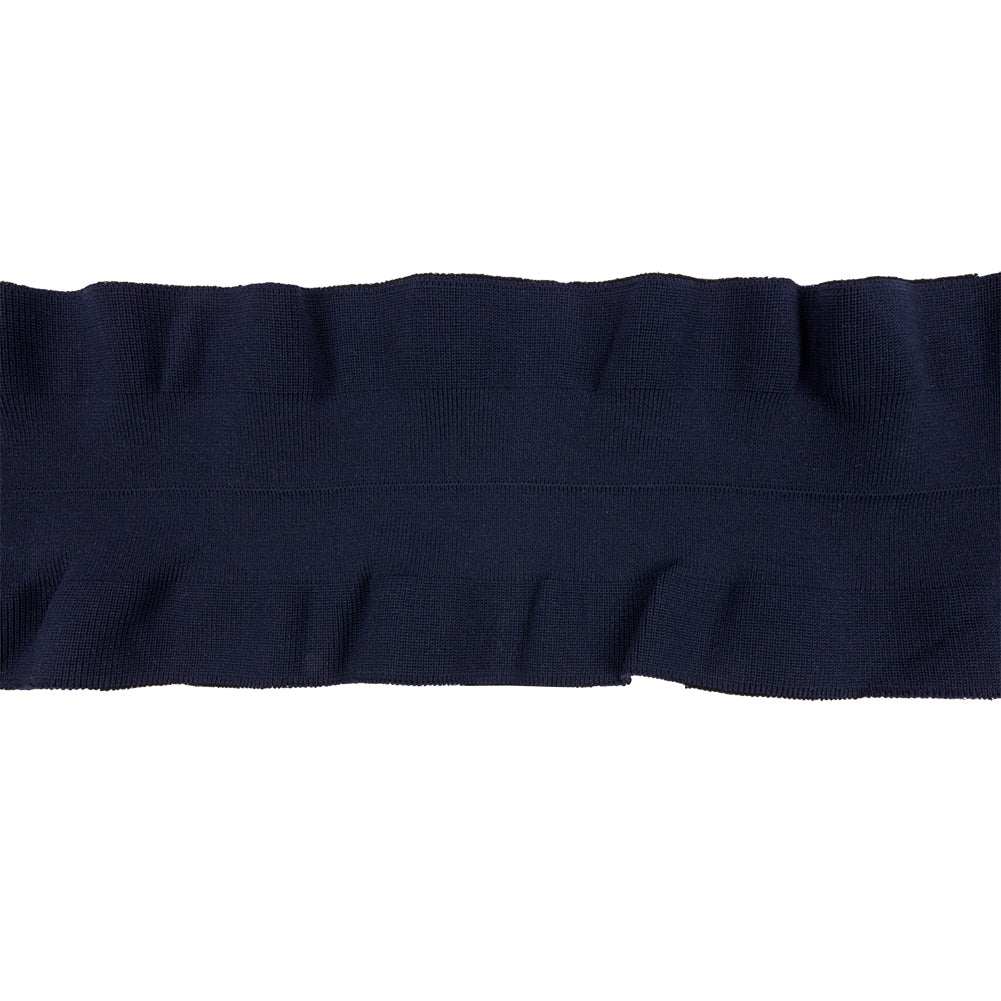 Navy Ruffled Foldover Rib Knit Trim - 39