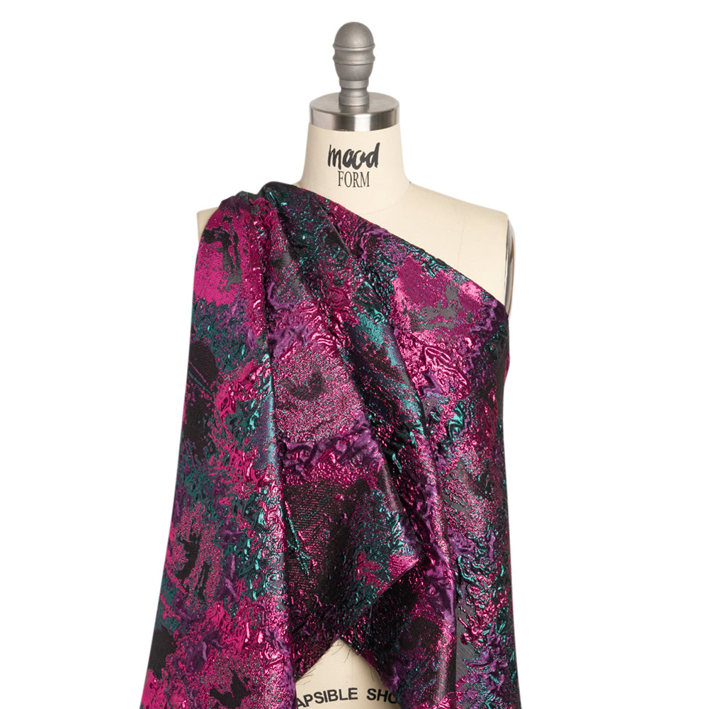 Metallic Fuchsia, Teal and Black Garden of Abstraction Luxury Brocade - Joann Fabrics
