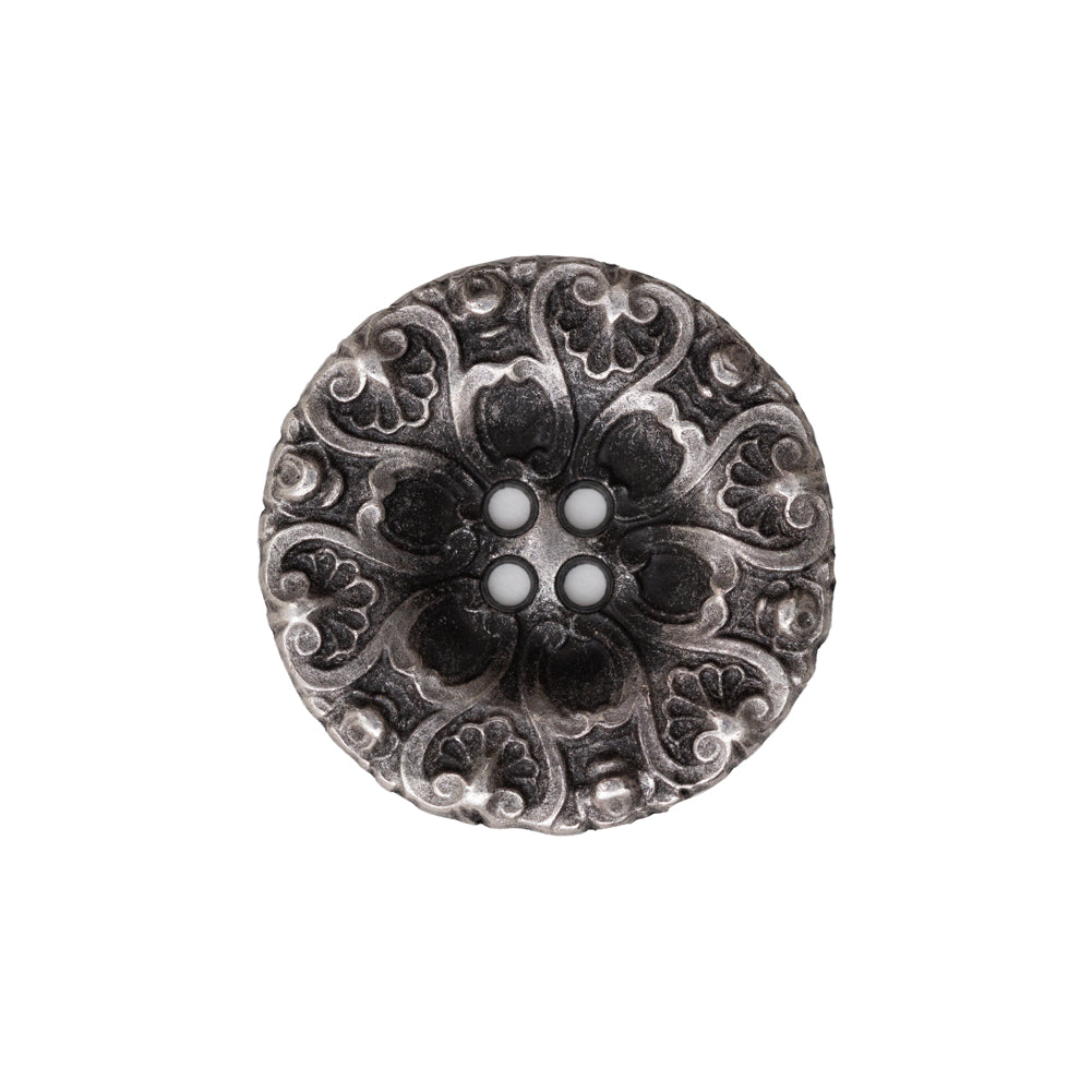 Italian Antique Silver Ornate Metal Zamac Button - 36L/23mm - Joann Fabrics
