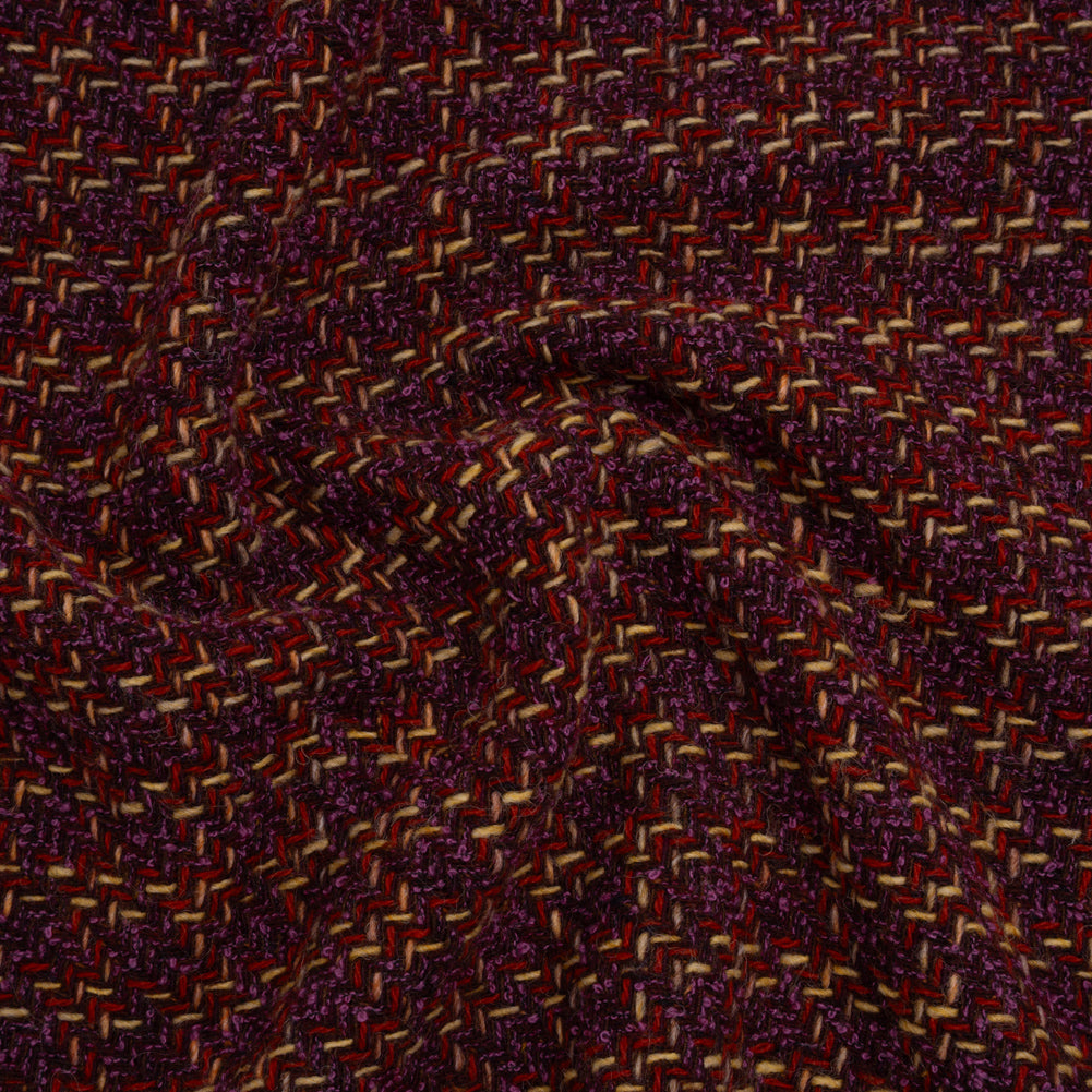 Wool Blend Tweed Twill Made in Italy - Purple, Red and Tan Checks - Joann Fabrics