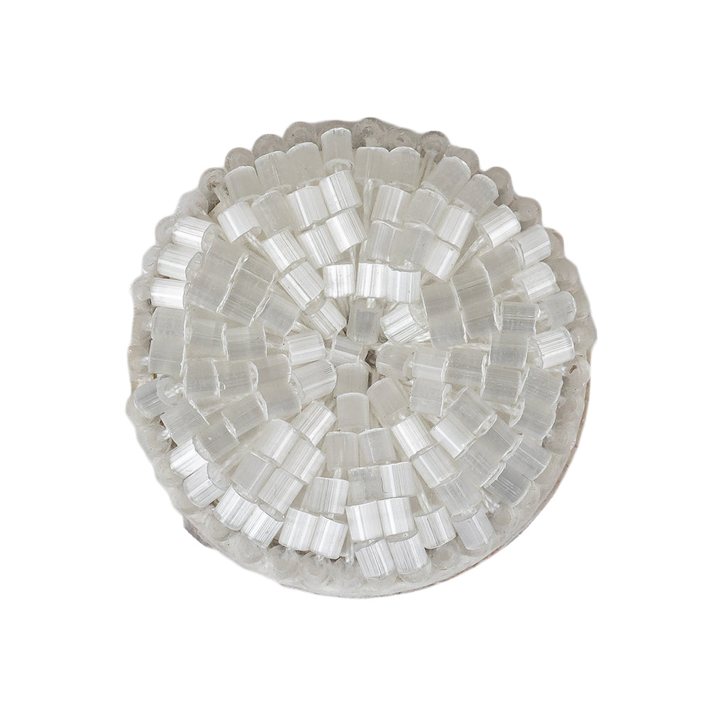 Vintage Satin White Seed Beaded Shank Back Button - 42L/27mm - Joann Fabrics