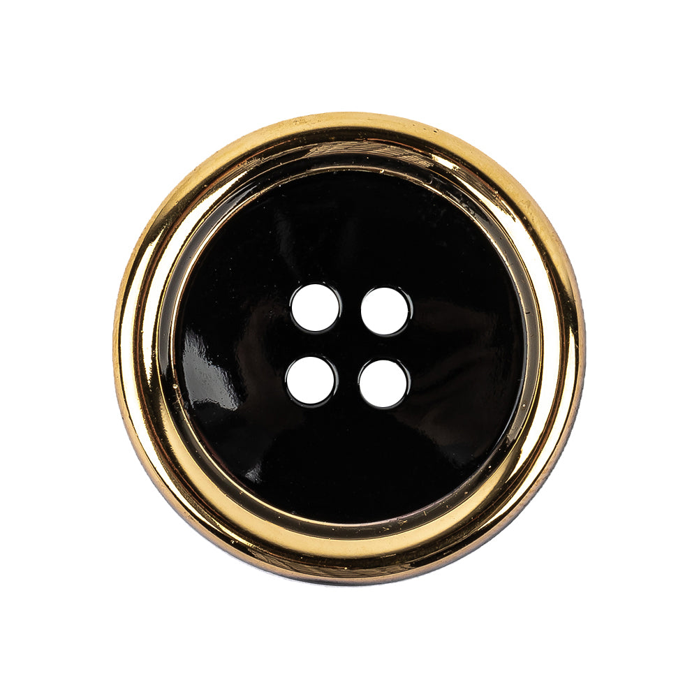 Black and Gold Edged 4-Hole Glass Button - 42L/27mm - Joann Fabrics
