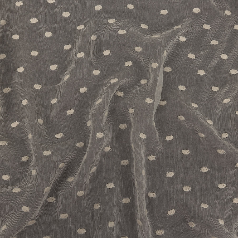 Famous Australian Designer Tofu Crinkled Silk Chiffon with Embroirdered Dots - Joann Fabrics