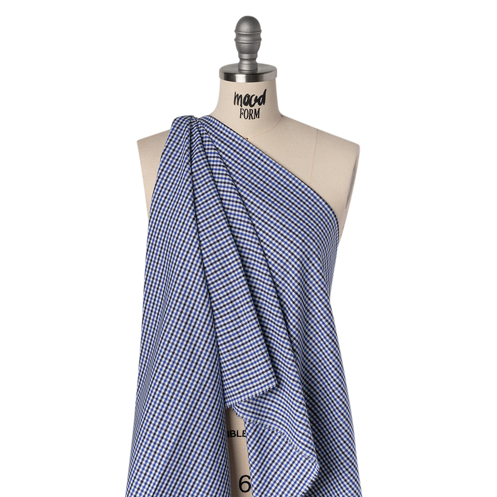 Cotton Oxford Shirting - Blue, Midnight and White Tattersall Check - Deadstock - Joann Fabrics