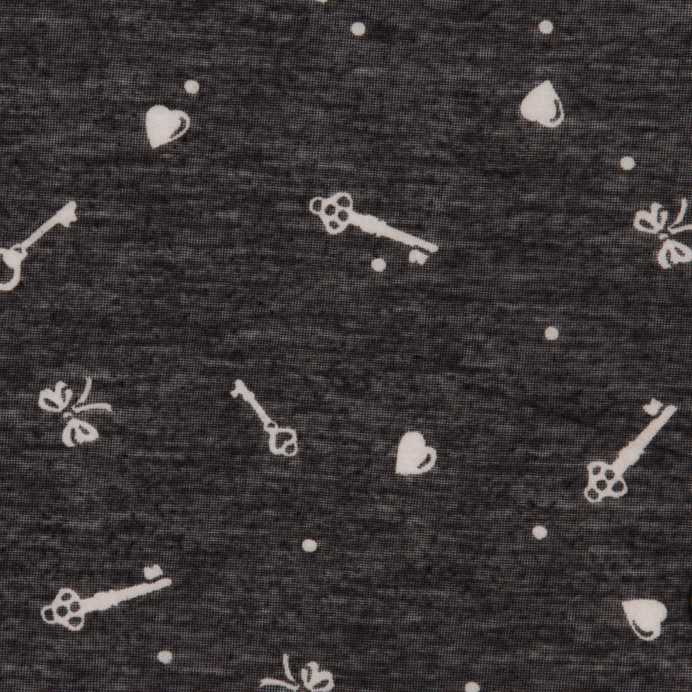 Italian Charcoal and Bone Cute Keys Polyester Jersey Print - Joann Fabrics