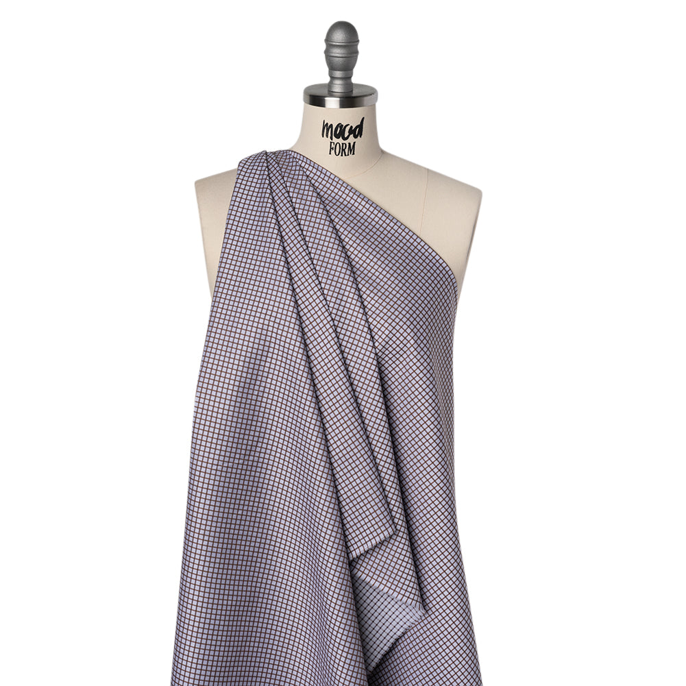 Cotton Twill Shirting - Pale Lavender and Warm Brown Checks - Deadstock - Joann Fabrics