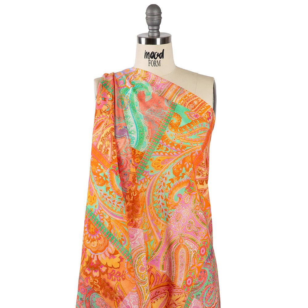 Cotton Voile - Orange Patchwork Paisley - Pastel Patina Print - Mood Exclusive Gisele Collection - Joann Fabrics